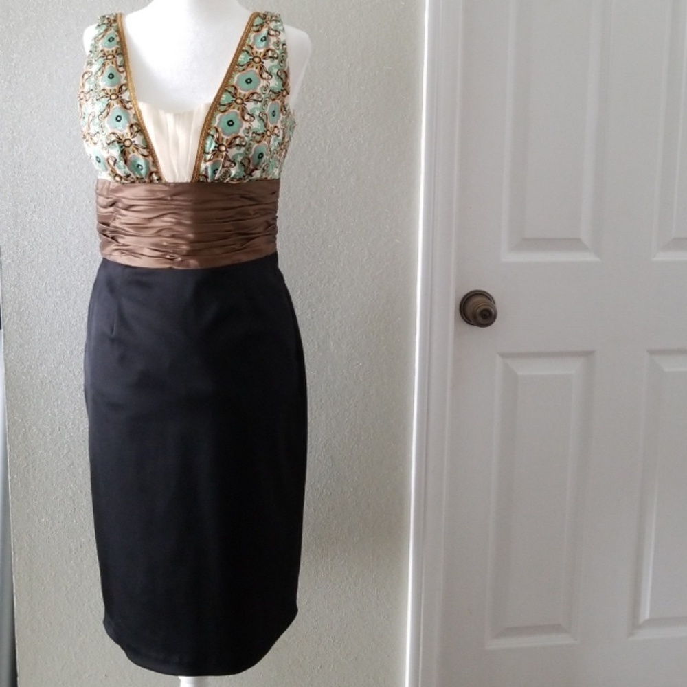 Phoebe Couture Bronze Cumberbun Cocktail Dress
